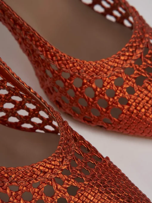 Décolleté e slingback tacco 7cm pelle arancio
