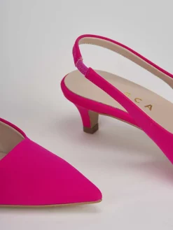 Décolleté e slingback tacco 3cm licra rosa