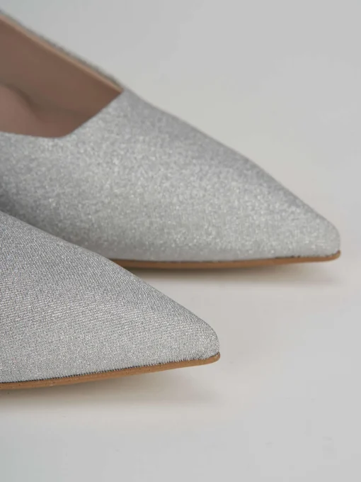 Décolleté e slingback tacco 3cm glitter argento