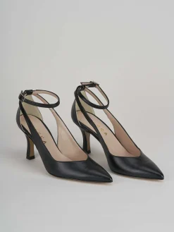 Décolleté e slingback tacco 7cm pelle nero