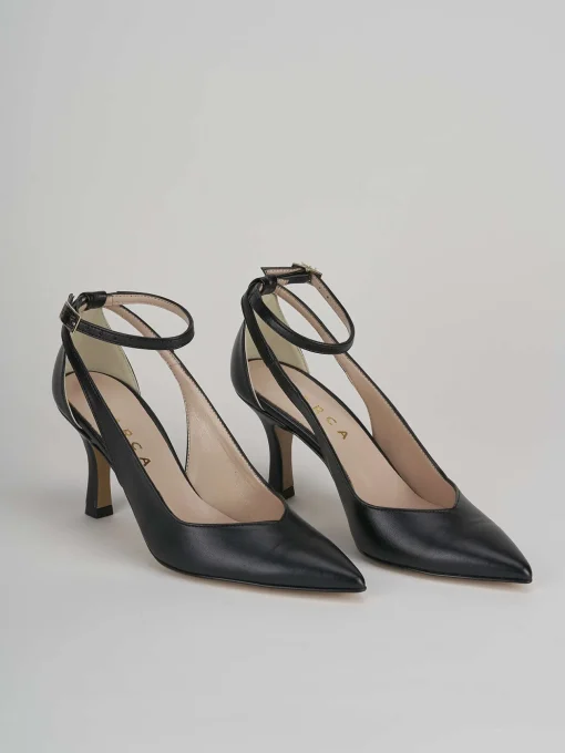 Décolleté e slingback tacco 7cm pelle nero