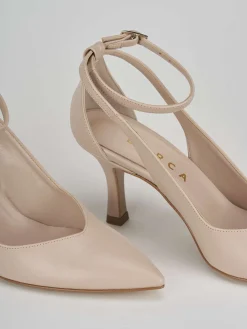 Décolleté e slingback tacco 7cm pelle beige