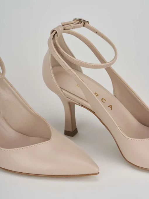 Décolleté e slingback tacco 7cm pelle beige