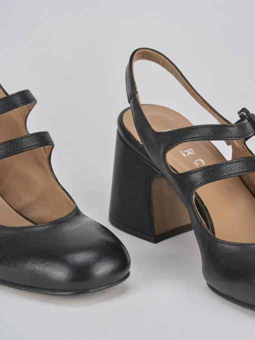 Décolleté e slingback tacco 5cm pelle nero