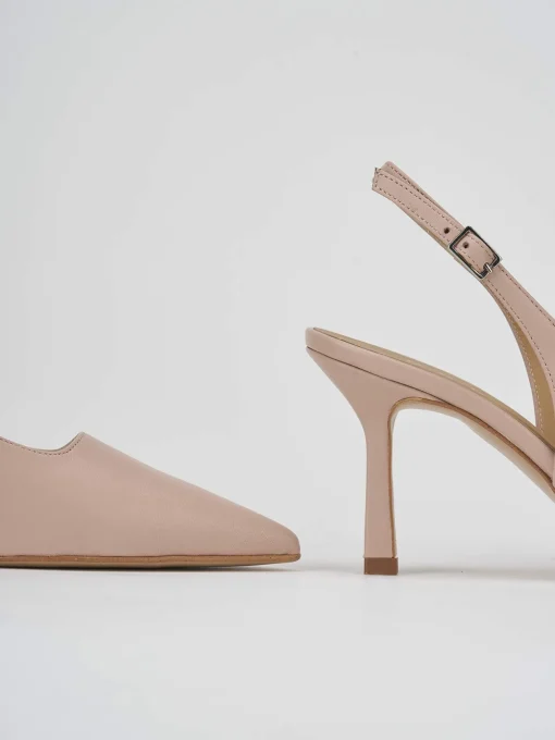 Décolleté e slingback tacco 7cm pelle rosa