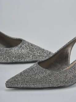 Décolleté e slingback tacco 5cm pelle argento