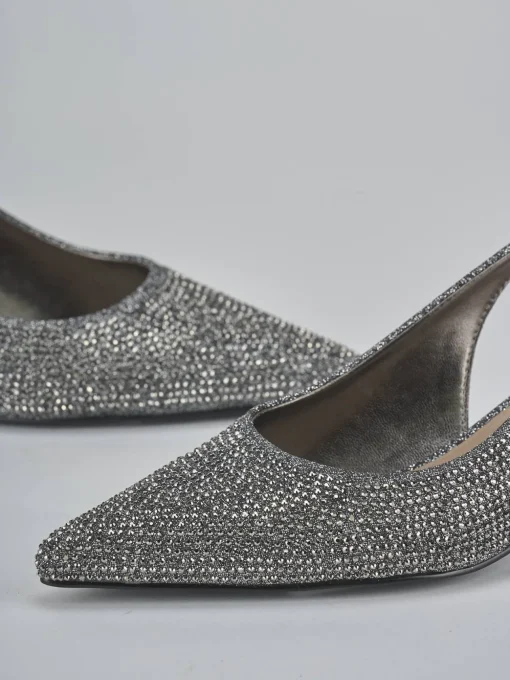 Décolleté e slingback tacco 5cm pelle argento