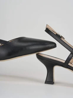 Décolleté e slingback tacco 5cm pelle nero