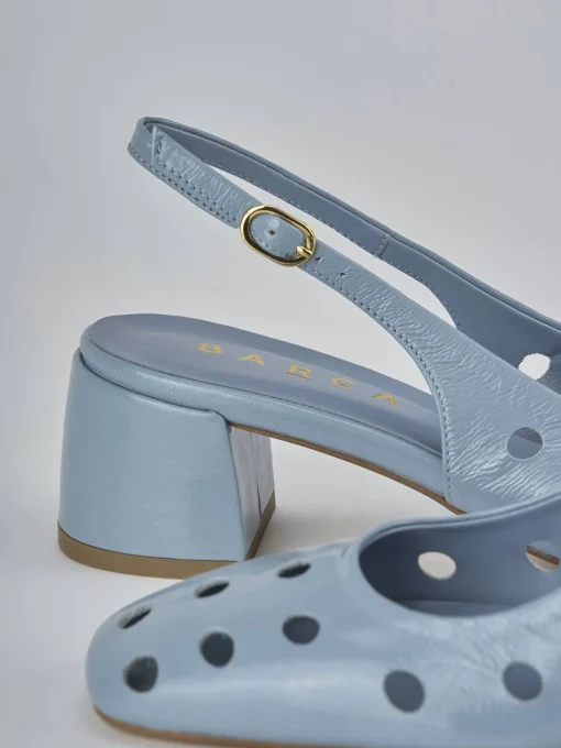 Décolleté e slingback tacco 5cm vernice azzurro