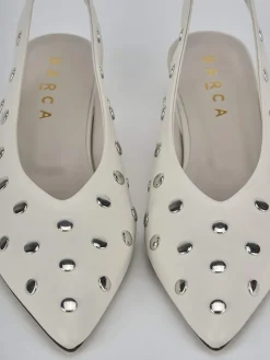 Décolleté e slingback tacco 4cm pelle beige