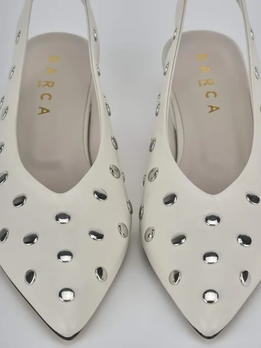 Décolleté e slingback tacco 4cm pelle beige