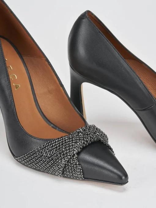 Décolleté e slingback tacco 9cm pelle nero