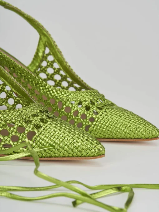 Décolleté e slingback tacco 7cm pelle verde