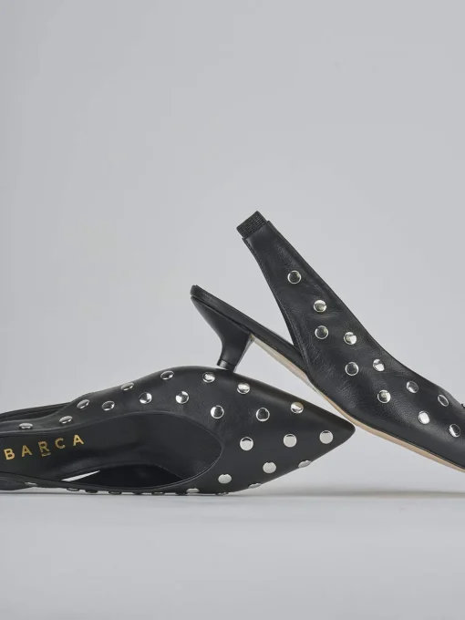 Décolleté e slingback tacco 4cm pelle nero