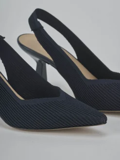 Décolleté e slingback tacco 7cm pelle blu