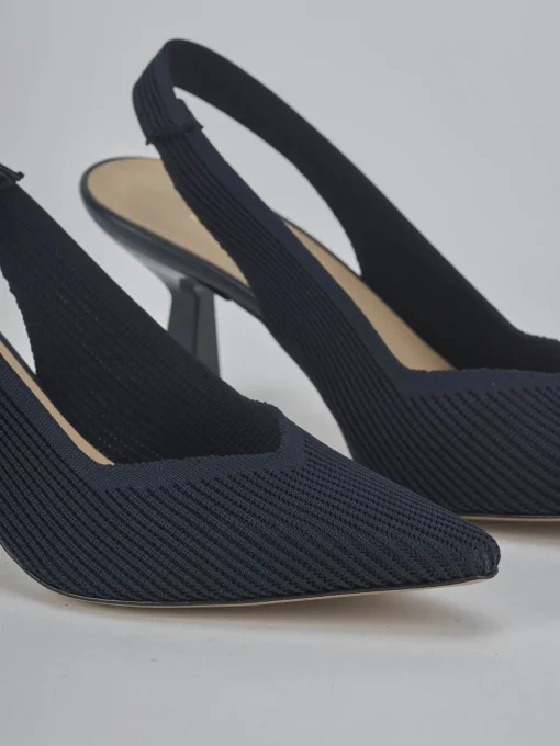 Décolleté e slingback tacco 7cm pelle blu
