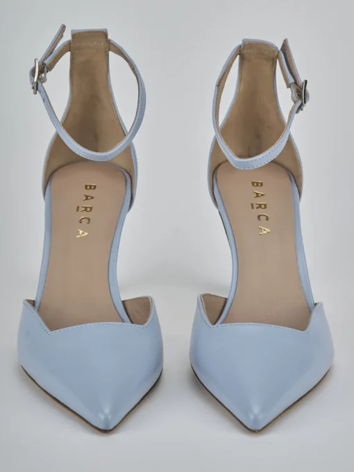 Décolleté e slingback tacco 8cm pelle azzurro
