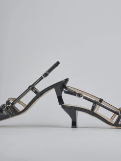 Décolleté e slingback tacco 6cm vernice nero