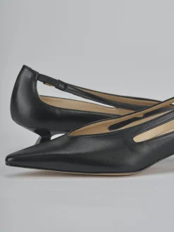 Décolleté e slingback tacco 4cm pelle nero