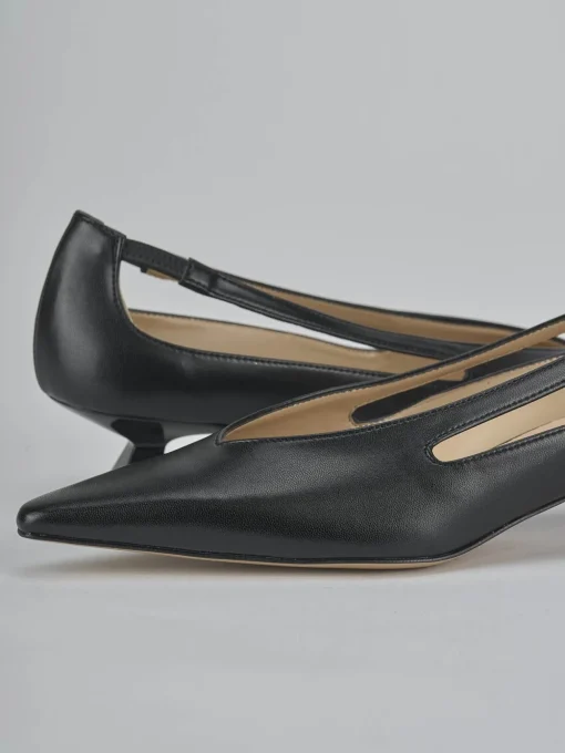 Décolleté e slingback tacco 4cm pelle nero