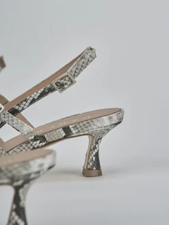 Décolleté e slingback tacco 5cm pitone beige