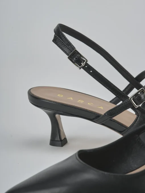 Décolleté e slingback tacco 5cm pelle nero