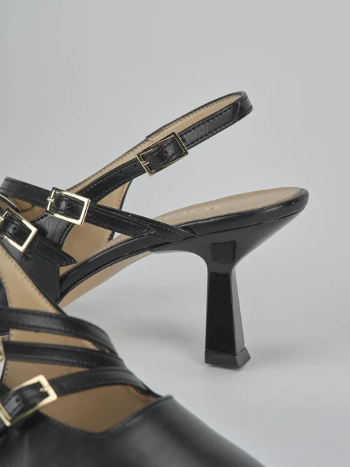 Décolleté e slingback tacco 7cm pelle nero