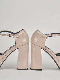 Décolleté e slingback tacco 10cm pelle beige
