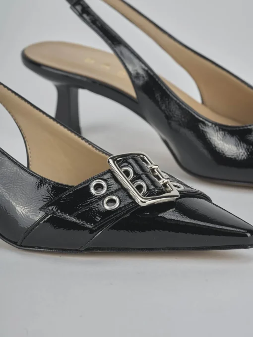 Décolleté e slingback tacco 7cm vernice nero