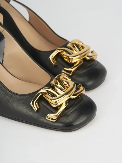 Décolleté e slingback tacco 8cm pelle nero