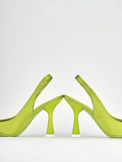 Décolleté e slingback tacco 9cm raso verde