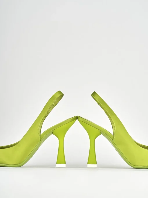Décolleté e slingback tacco 9cm raso verde