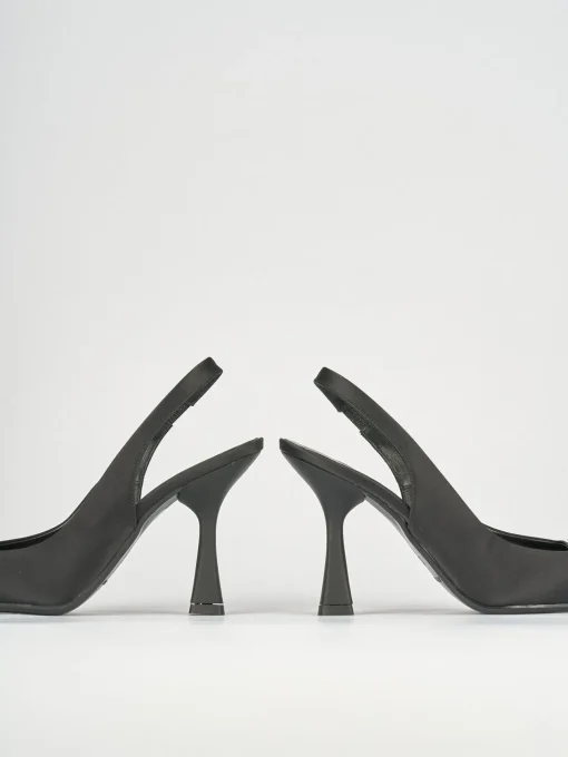 Décolleté e slingback tacco 9cm raso nero