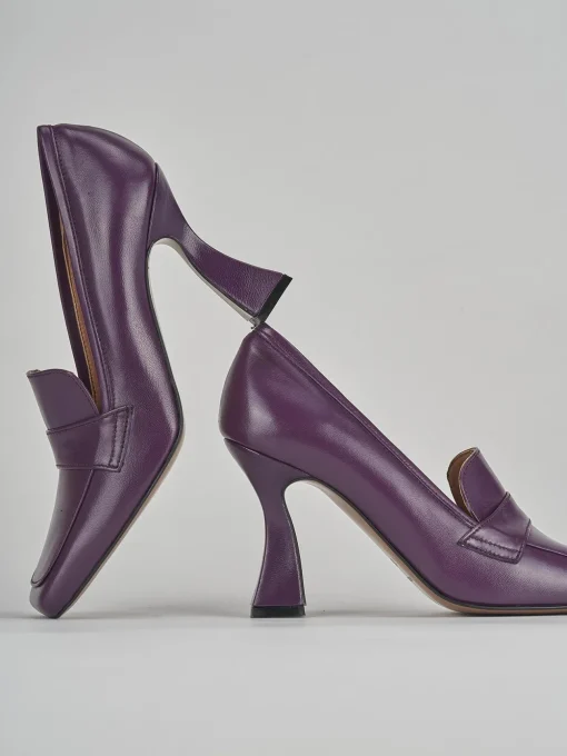 Décolleté e slingback tacco 9cm pelle viola