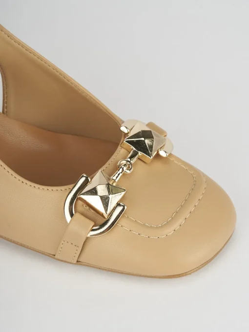 Décolleté e slingback tacco 6cm pelle marrone