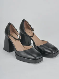 Décolleté e slingback tacco 7cm pelle nero