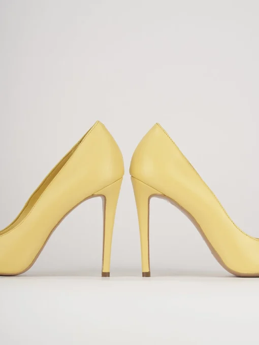 Décolleté e slingback tacco 10cm pelle giallo