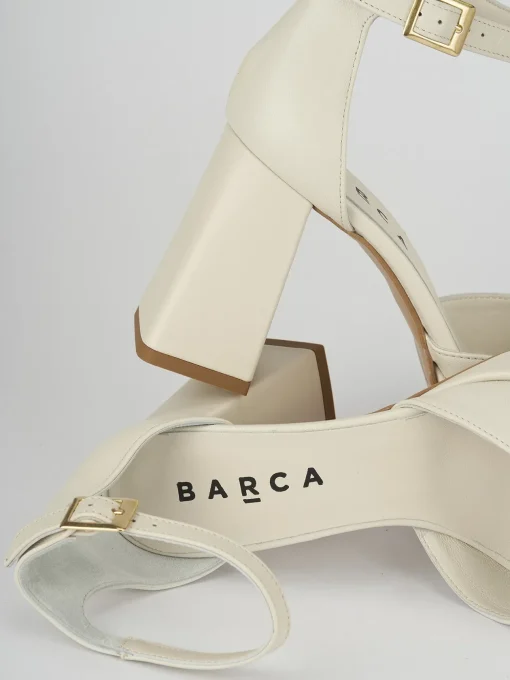 Décolleté e slingback tacco 9cm pelle bianco