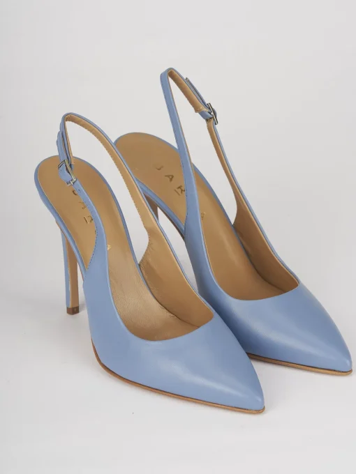 Décolleté e slingback tacco 11cm pelle azzurro