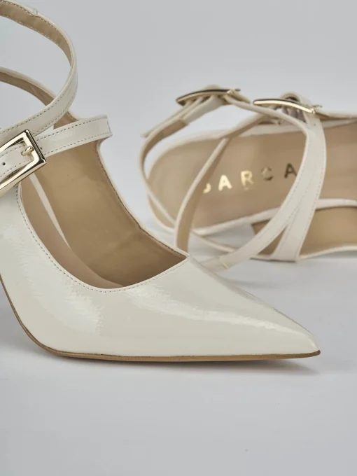 Décolleté e slingback tacco 9cm vernice bianco