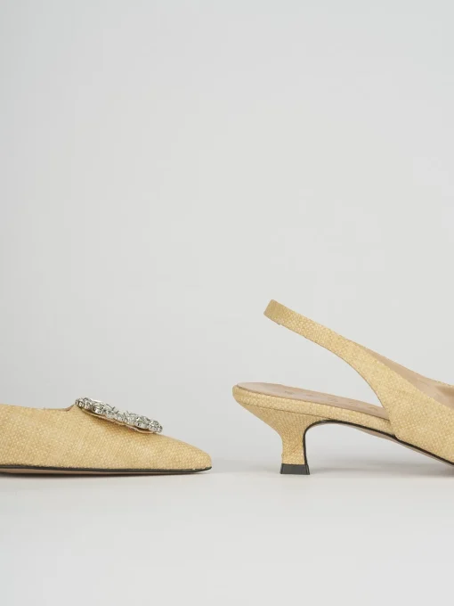 Décolleté e slingback tacco 5cm pelle beige