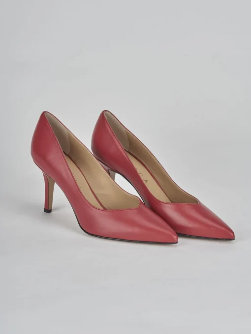 Décolleté e slingback tacco 7cm pelle rosso