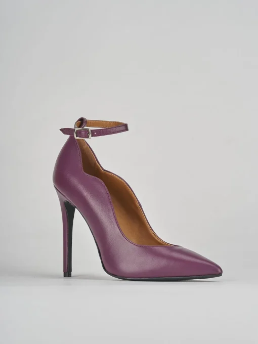 Décolleté e slingback tacco 10cm pelle viola