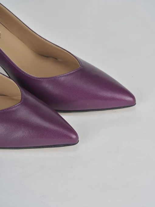 Décolleté e slingback tacco 7cm pelle viola