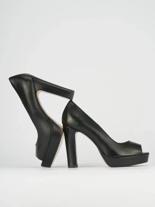 Décolleté e slingback tacco 8cm pelle nero