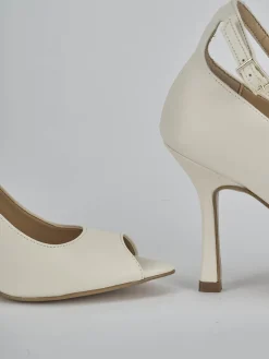 Décolleté e slingback tacco 9cm pelle bianco