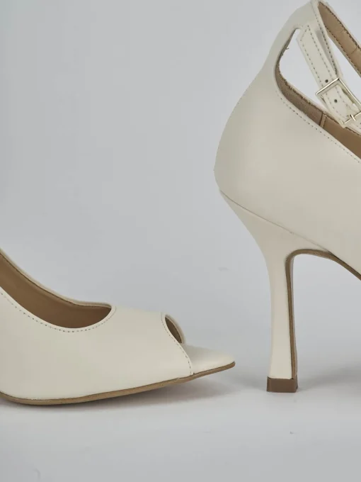 Décolleté e slingback tacco 9cm pelle bianco