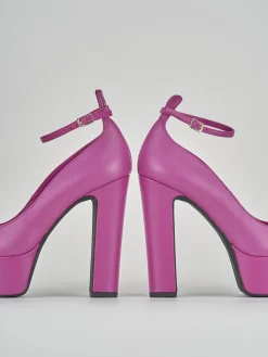 Décolleté e slingback tacco 13cm pelle viola