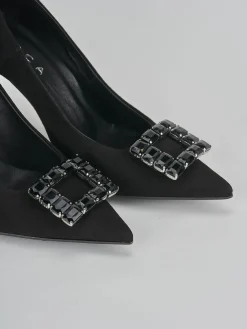 Décolleté e slingback tacco 9cm camoscio nero