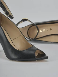 Décolleté e slingback tacco 9cm pelle nero